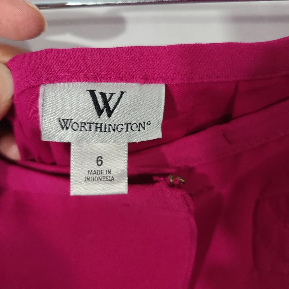 Worthington Women's Size 6 Fuchsia‎ Mini Wrap Skirt Office Career
